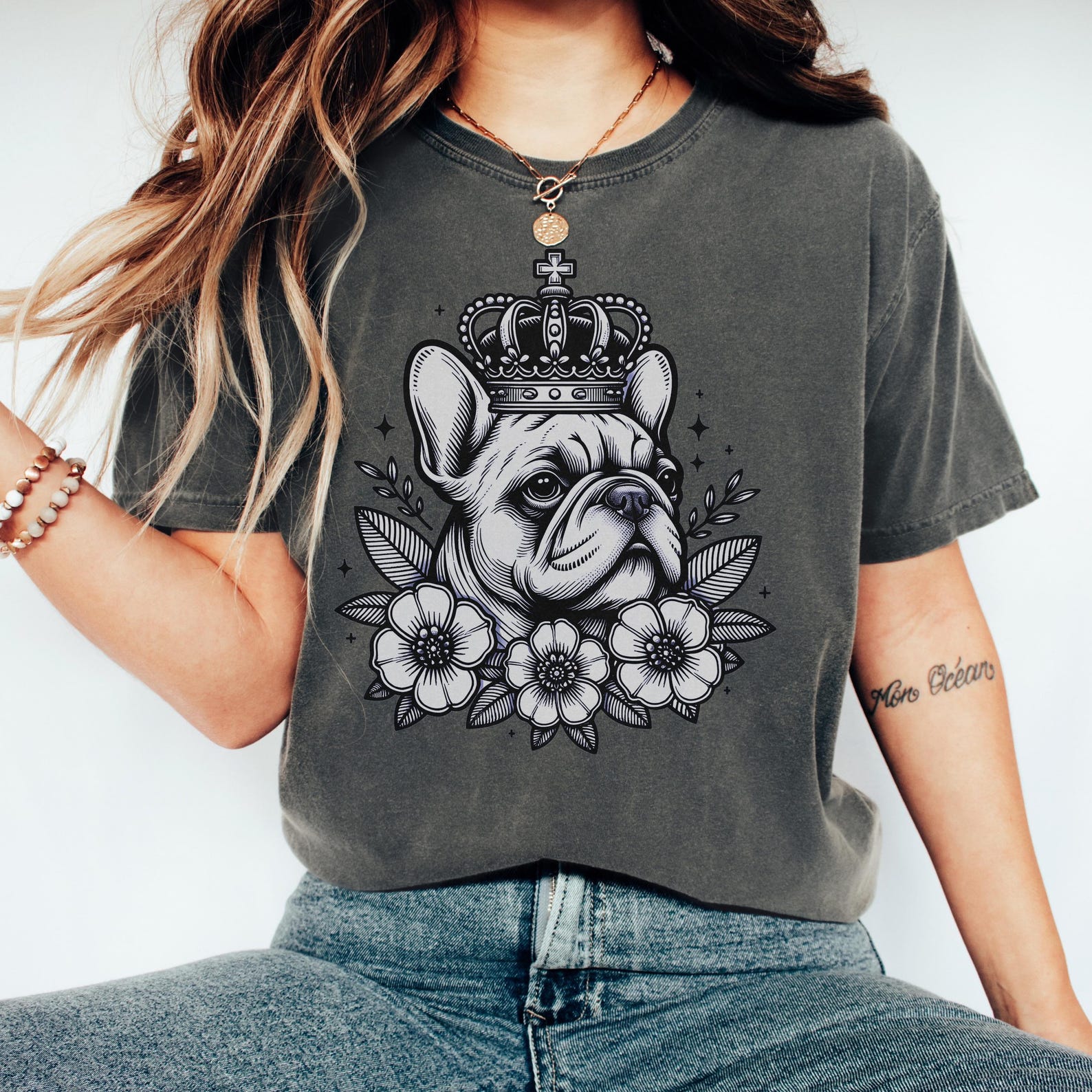 French Bulldog Mom Shirt: Comfort Colors Frenchie Tee S