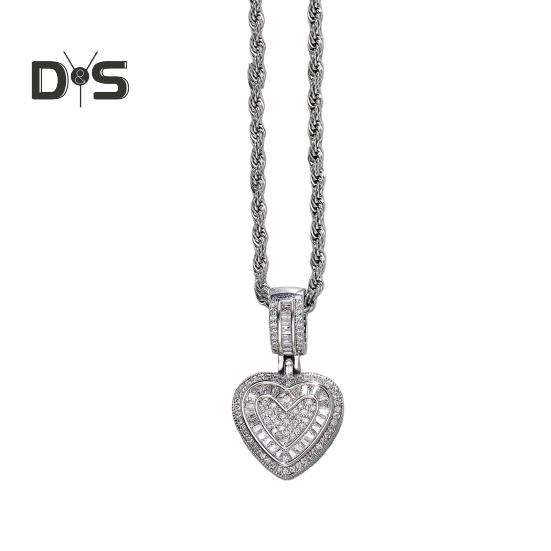 

Ожерелье-свитер в стиле хип-хоп, сверкающие кубические цирконии, инкрустированные подвески в форме сердца, колье-чокер, ювелирные аксессуары серебряный