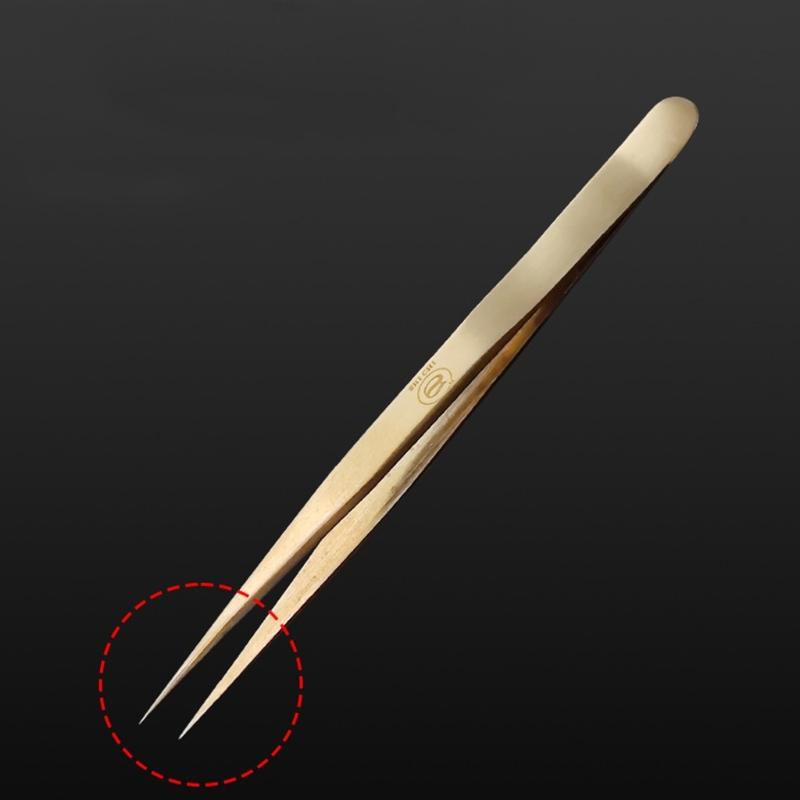 Brass Fine Tip Tweezer with Anti Magnetic & not Slip Features Stable Tweezer Tool for Precisions Watch Parts Handling