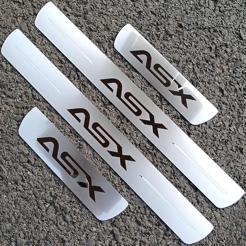 Stainless Door Sill Protector Kick Plate Entry Guard Kit for Mitsubishi Eclipse Cross PHEV 2024 Accessory (Thin Chrome Eclipse Cross)