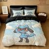 Custom Name,Lucario Pattern Bedding Home Decoration Birthday Gift ( 1 duvet cover + 2 pillowcase, without core),fan merchandise.