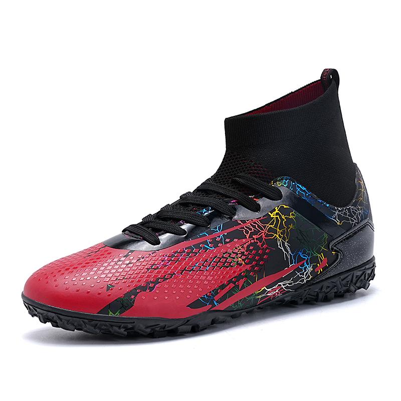 Mode 2024 Heiß Schwarz Rot Herren Fußballschuhe Professioneller Socken Schnelle Fußballschuhe Herren Outdoor Rutschfeste Fußballtrainingsschuhe Mann