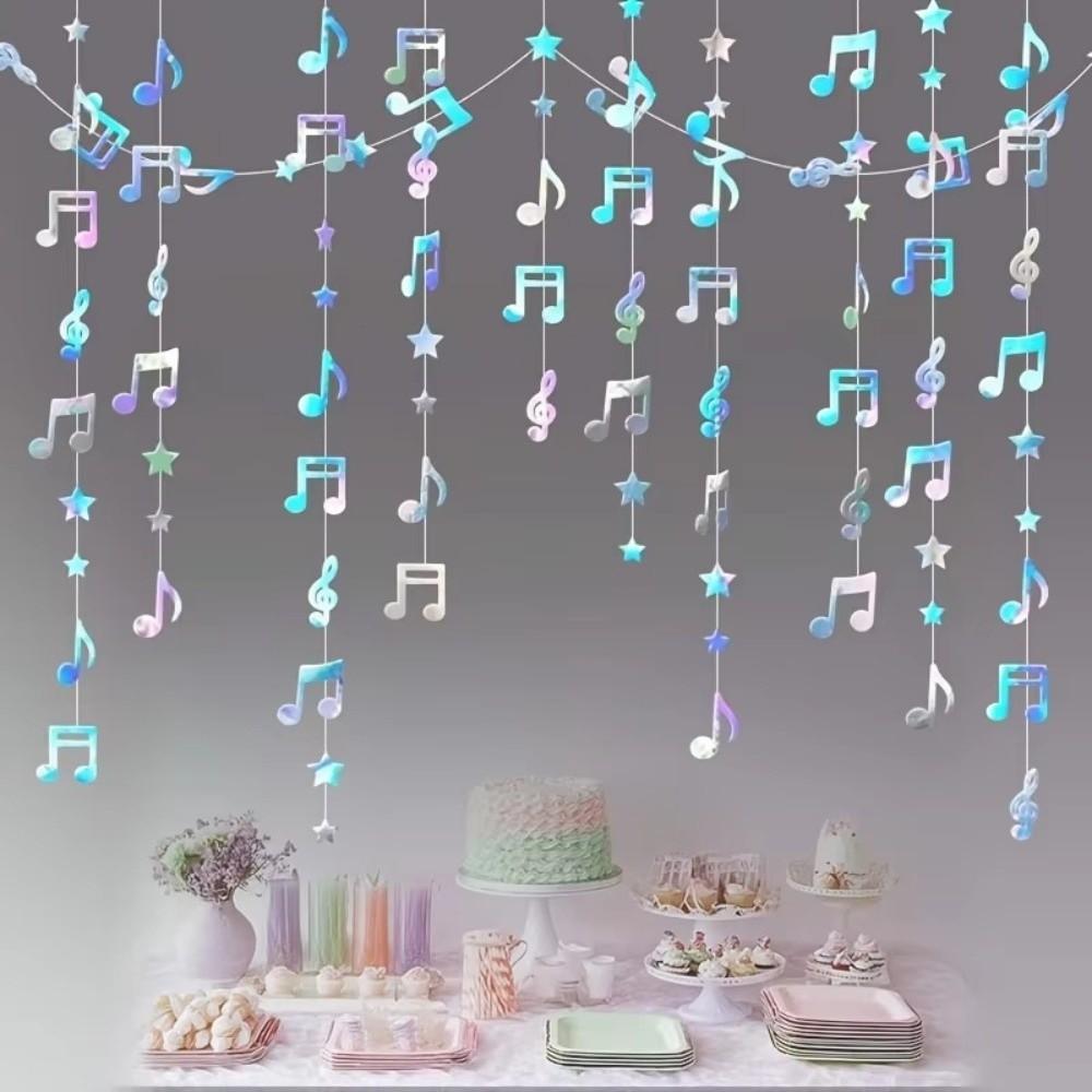 Glitzernde Oberfläche Musiknoten Stern Glitzer Hängendes Banner Hängendes Design Notenelemente Musikalisches Thema Dekoration Sternform