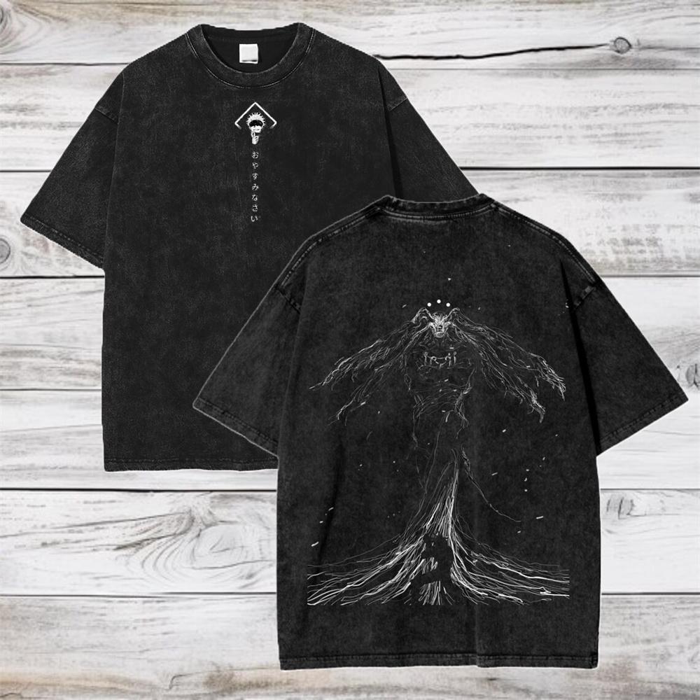 T-shirt Stampa Anime Jujutsu Kaisen Gojo Satoru Ryomen Sukuna Uomo Cotone Lavato T-shirt Manga Oversize Harajuku Maglietta Uomo