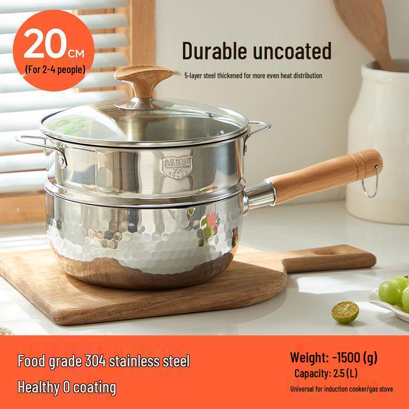 Non-stick Extra-Thick Yukihira 316 Stainless Steel Pot for Baby Food, Milk, or Instant Noodles