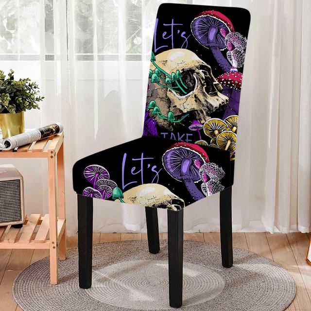 

Эластичный чехол на обеденный стул с принтом черепа, защита для офисного стула из спандекса, противообрастающий чехол для подушки для свадебного банкета, ресторана Universal Sizes