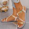 New Bohemian Summer Open-toe Sandals for Women, Large Size Beaded Trendy Round-toe Beach Sandals