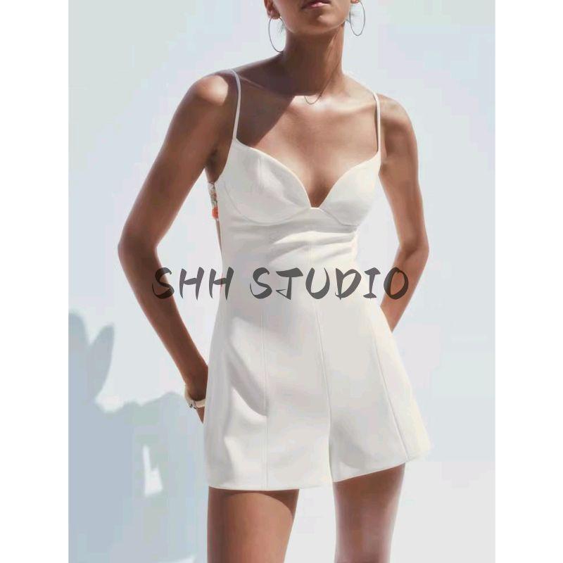 Summer New Product Women's Clothes Bowknot Decoration Heart-Shaped Collar Stripes Print Backless Short Dress 8079111