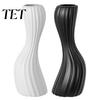 Resin Flower Vases for Home Decor Minimalist Twisted Vase, Modern Ribbed Decorative Container, Creative Vase Floral Arrangement Holder Table