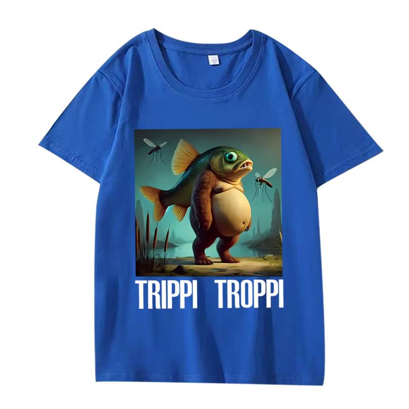 Trippi Troppi  Funny Italian Brainrot Animals Meme Graphic T Shirt Men Women Oversized 100% Cotton Summer Unisex Plus Sizetops
