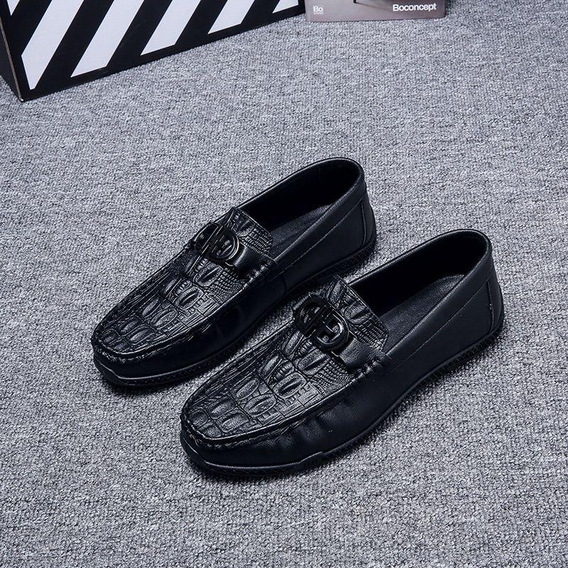 Loafers Dress Shoes Soft Round Toe Formal Animal Print Business Moccasin Flat Leather Men Social Retro Size 45 Man Casual Shoe