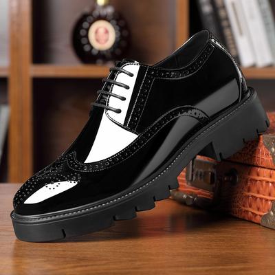 2025 New Block Platform Bright Leather Men's Shoes Job Interview Leather Shoes Men's Patent Leather Barber Tide Increase Shoes