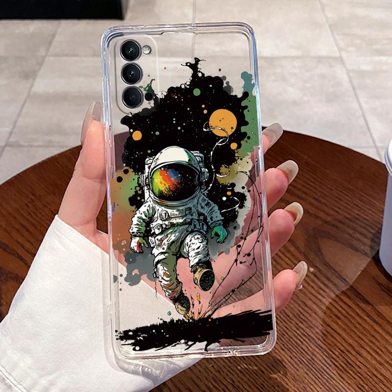 For OPPO Reno4 Case Reno 4 Pro 4G Coque Cases Clear Silicone Soft TPU Back Cover For Reno4 Pro 4G Cute Cat Dinasaur Phone Case