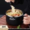 Japanese Style Large Capacity 304 Stainless Steel Noodle Bowl with Lid for Dormitory Students - Heat Preserving Meal Server