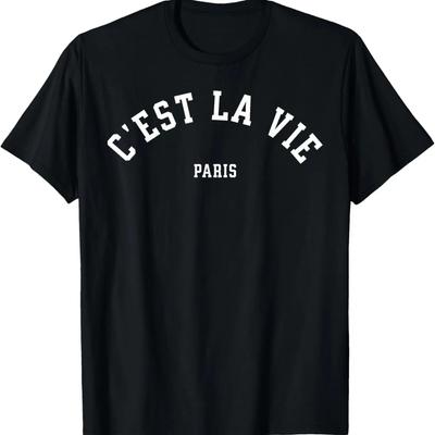 C'est La Vie París Francia Camiseta Gráfica de Verano Vintage para Mujer Hombre