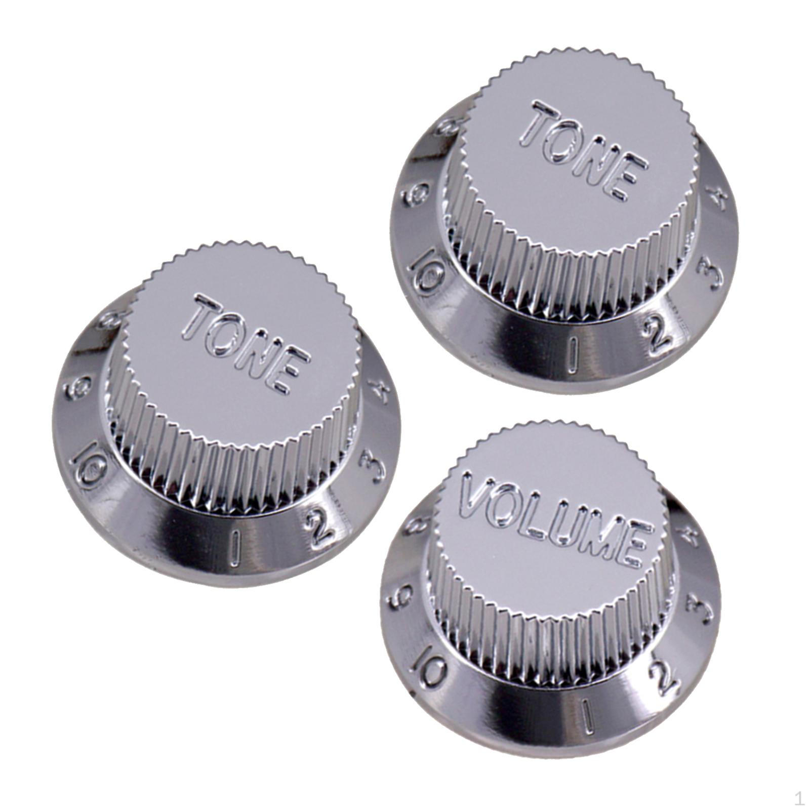 Ручки регулировки тембра и громкости для электрогитары ST 2pcs T 1pcs V Silver_25.5mmx13mm
