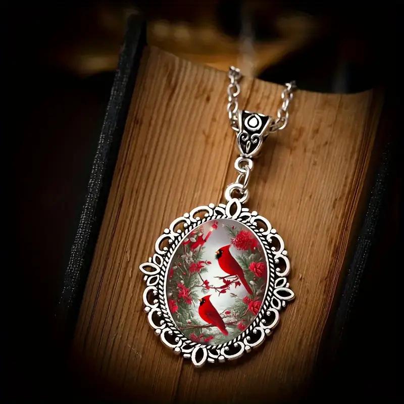Pendant Red Bird Magpie Holiday Party Anniversary Gift Necklace