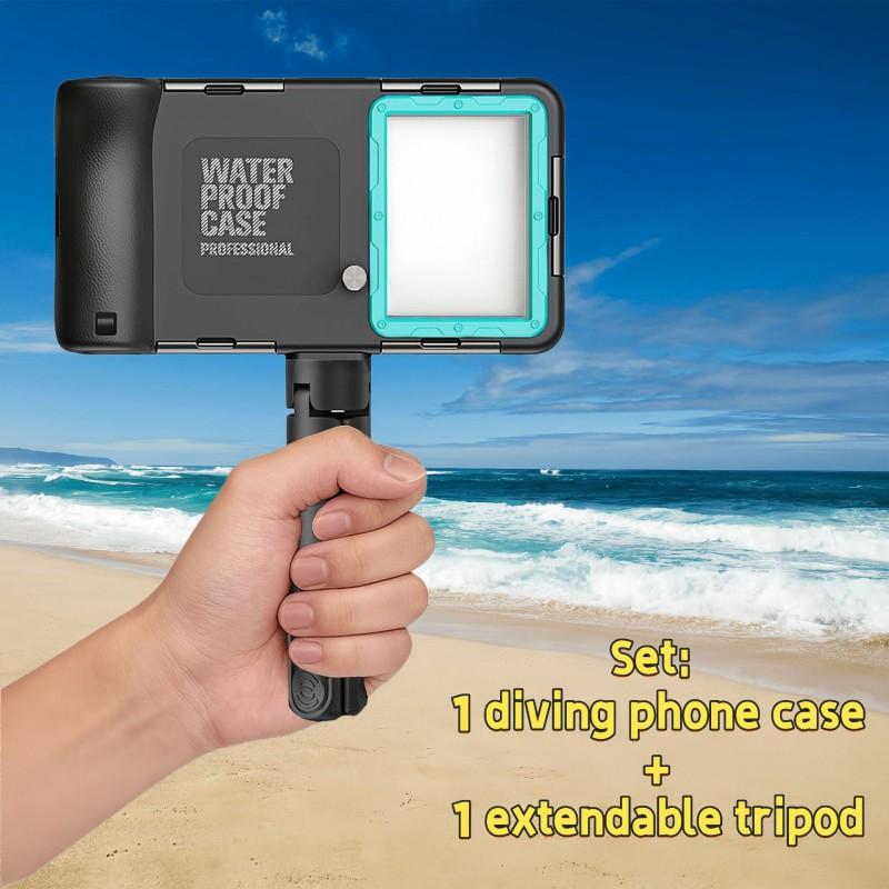 Underwater Phone Case With Retractable Tripod