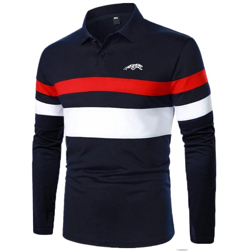 

Весна-осінь. Чоловіча повсякденна сорочка-поло з довгим рукавом, чоловіча сорочка-поло для гольфу Spell Color. XL темно-синього кольору