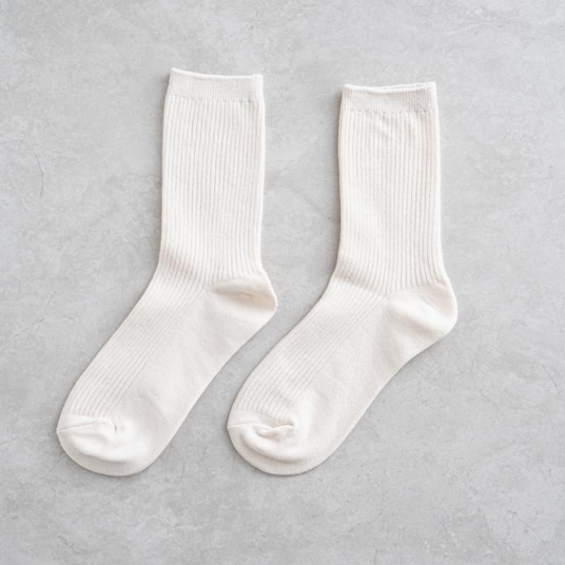 Monfoot Dámske rebrované ponožky s dlhým lemom Slonová kosť