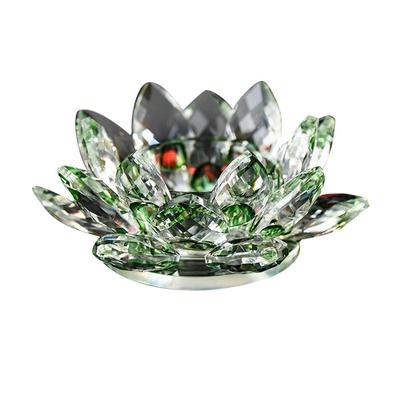 Home Ornament Crystal Lotus Candle Holders Glass Clear Figurines Tealight Candlestick Party Decor Gift Flower Tea Light Holder