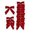 12pcs/set Vintage Christmas Tree Bows Velvet Red Velvet Ribbon Bow Usage Versatile Christmas Tree Decoration