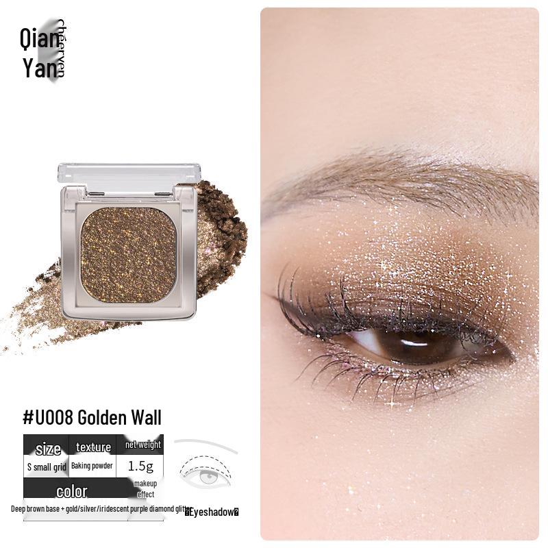Qianyan Luxurious Crystal Eyeshadow & Blush Palette - Matte Shimmer Contour Highlighter for Daily Use