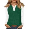 Women's T Shirt Color Block Button Long Sleeve Daily Weekend Fashion Basic V- Neck Regular Top