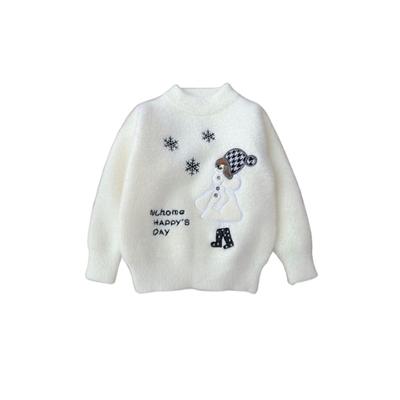 Autumn And Winter Children's Sweater Pullover Tops For Girls Round Neck Knitted Tops