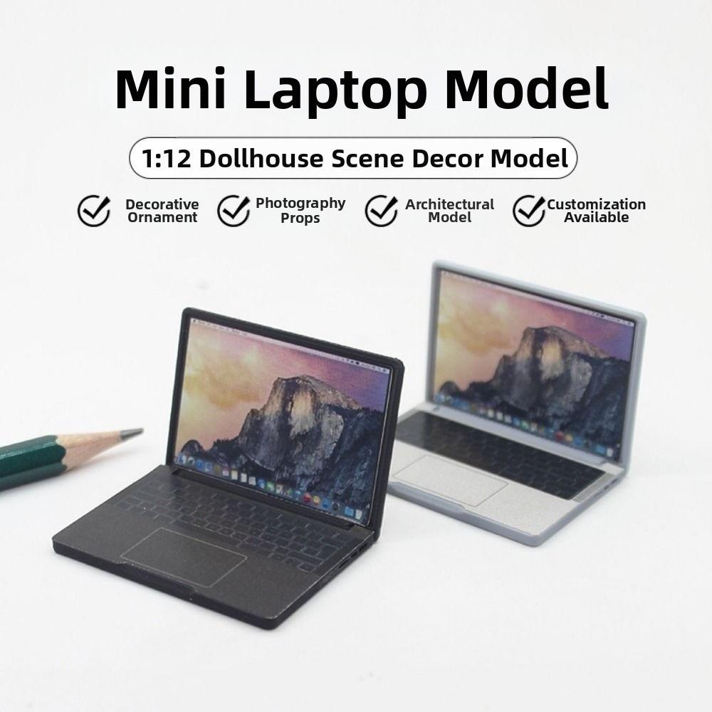 Cute Simulation Laptop Computer 1:12 Doll House DIY Accessories Dollhouse Miniature Alloy Crafts