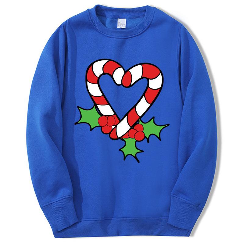 Christmas Hoodies Candy Cane Heart Hip Hop Fleece Round
