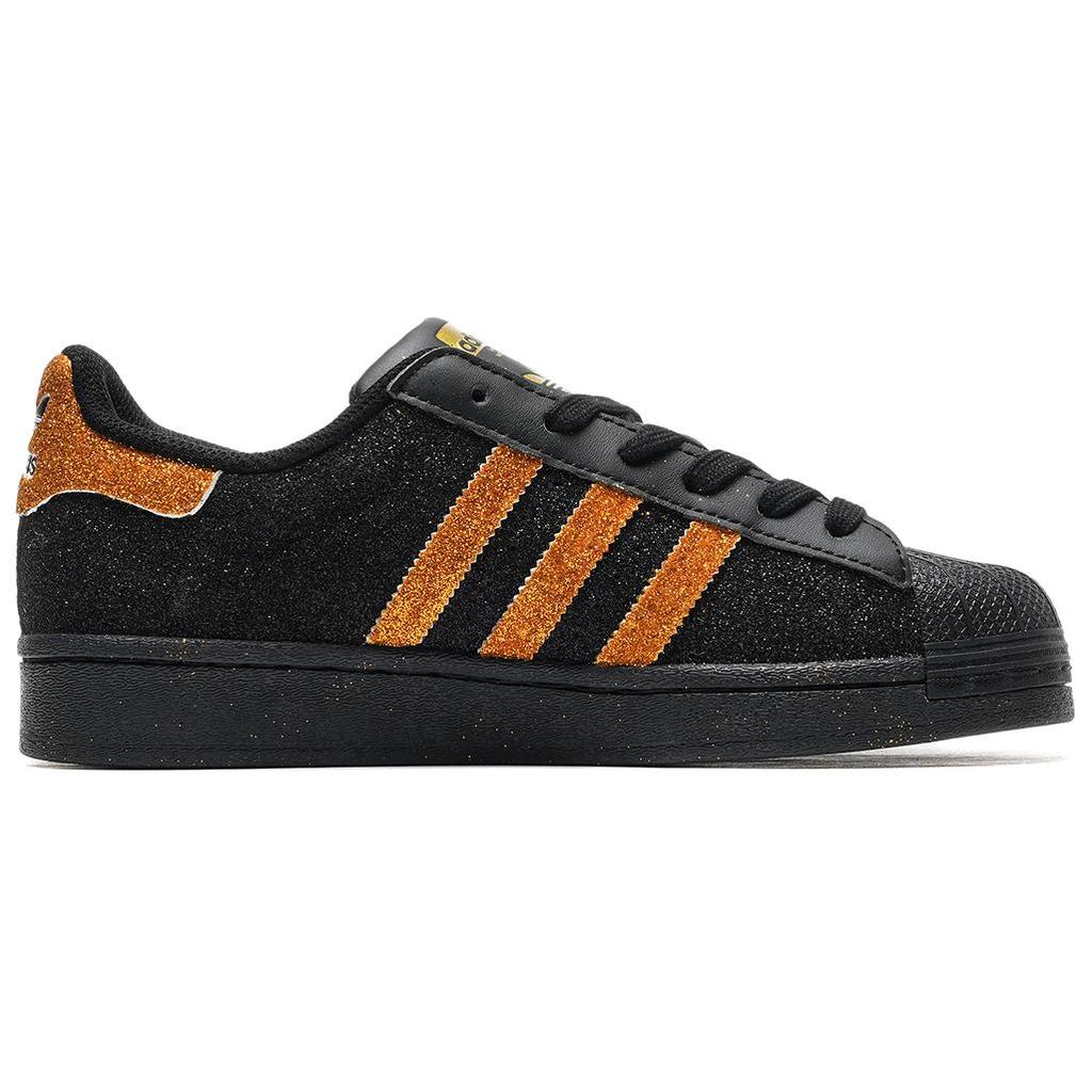 Adidas Originals SUPERSTAR Slip Resistant Abrasion Resistant Low top Skateboard Shoes Unisex Black Gold EG4959(Team415-)