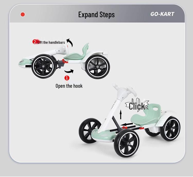 Go-Kart Elétrico Dobrável Carro de Passeio para Crianças 2-8 Anos - Não Requer Instalação