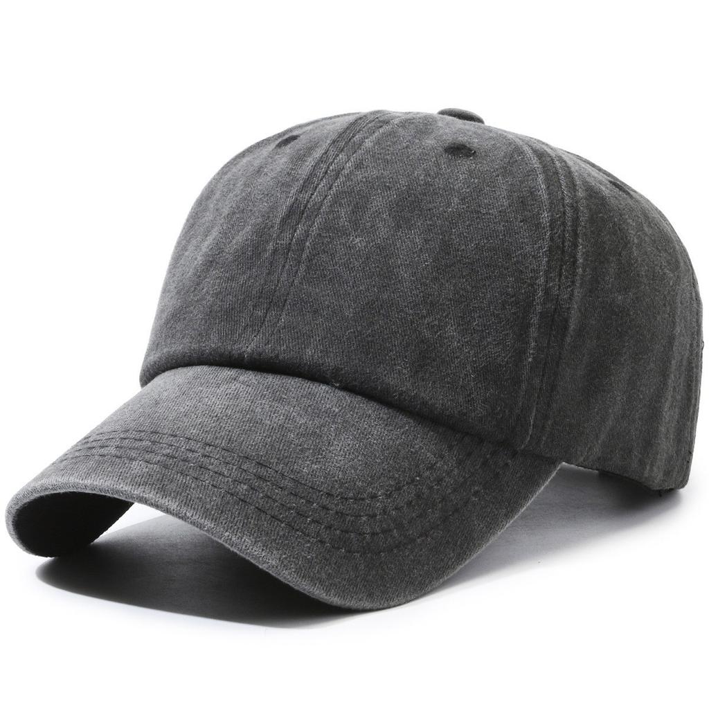 Processed Pure Color Washed Baseball Cap for Men and Women, Same Style Fashioneasiest for Match Small Single Processing Large Head Circumference