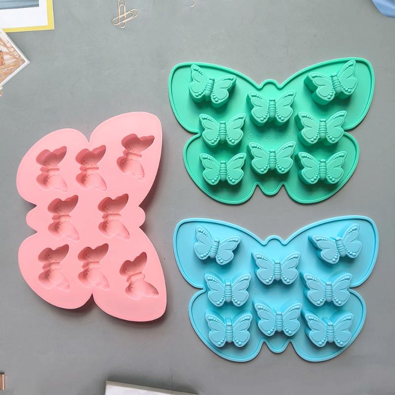 1Pcs Diy Baking Candy Pudding Cake Decoration Mold 8 Holes Butterfly Silicone Chocolate Mold Summer Ice Cube Mold Drip Glue Tool