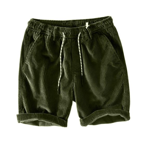 Men Shorts Elastic Waist Adjustable Casual Shorts Solid with Pockets Drawstring Color Wide Leg Corduroy Beach Shorts