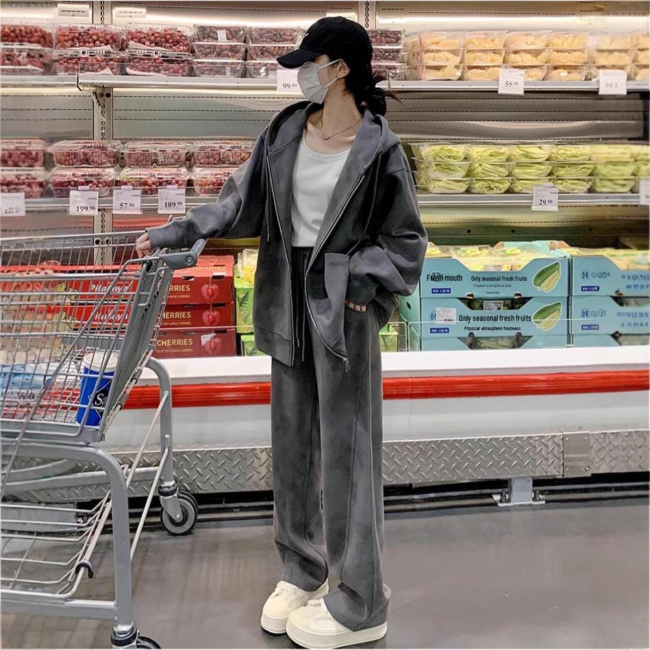 Women's Tie-Dye Athletic Suit: Spring/Autumn Korean Style, Loose Slim Fit, Hooded Sweatshirt & Sweatpants, Casual Two-Piece Set.