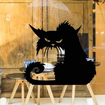 1/2 Stück/Set Niedlicher Abnehmbarer 3D Katzenaufkleber Schwarze Katzen Wandaufkleber Fensteraufkleber