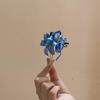Deep Blue Lily Flower Hairpin: New Chinese Style U-shaped Hair Accessory for Women.
