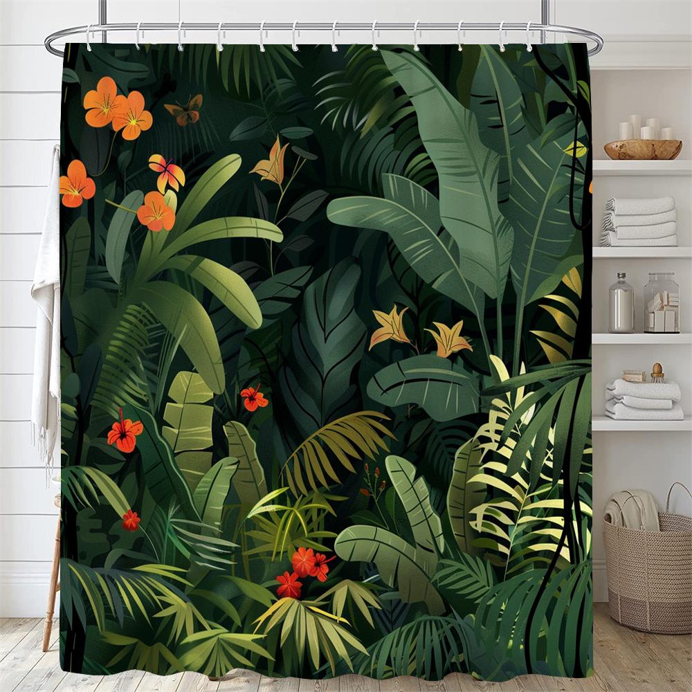 Green Plant Leaf Vines Flower Shower Curtain Print Modern Nordic Leaves Polyster Home Decor Bathroom Curtain With Hooks