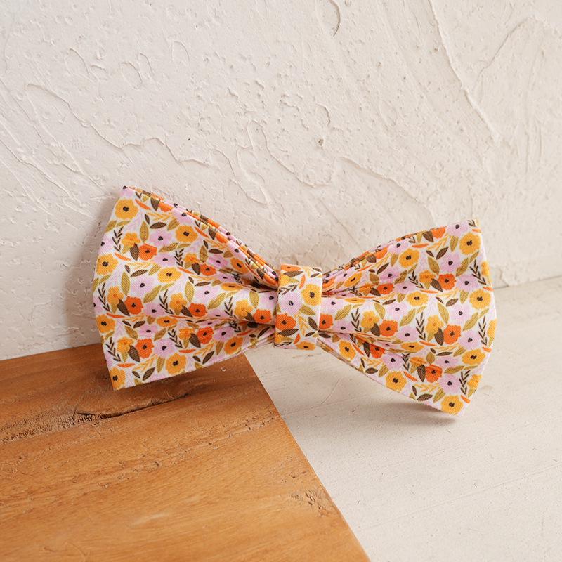 MUTTCO Green Grass & Sky Flower Pet Collar with Bow Tie - UBT-204 S