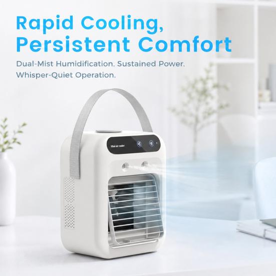 Tragbarer Klimaanlagenventilator, 2-in-1 Mini-Kühler und Luftbefeuchter, Leiser Persönlicher Kühlventilator für Zuhause, Büro, Außenbereich