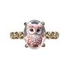 European and American new zircon pink owl ring niche design ring luxury ring