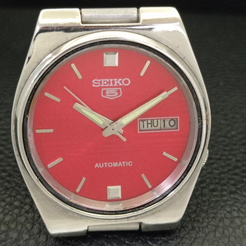 GENUINE VINTAGE SEIKO 5 AUTOMATIC JAPAN 7009A MENS RED DIAL WATCH a701400-5 R206a-a701400