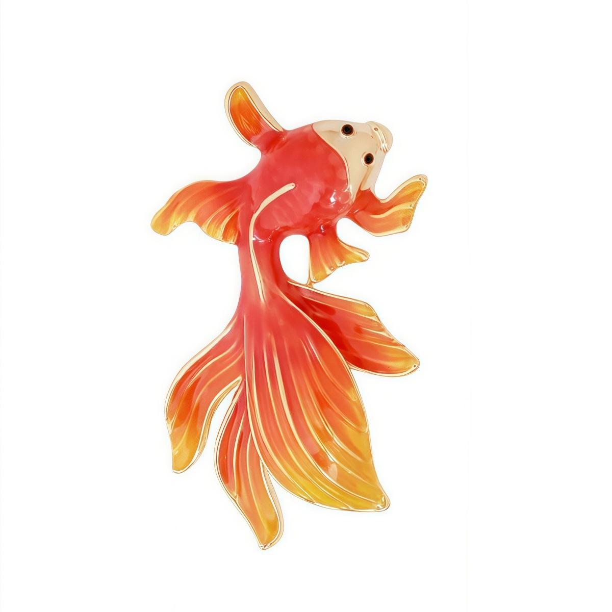 New Chinese style enamel koi brooch women s high-end design goldfish pin simple suit