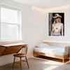 Sexy Western Cowgirl Blonde Long Hair Tin Sign Country Decorative Metal Poster with Longhorn Steer & Denim Shorts Aesthetic Wall