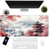 Japanese Cherry Blossoms Art Mouse Pad 31.5"x12" Large - Japanese Traditional Design Water-Resistant Surface Desk Mat with Non-Skid Base for