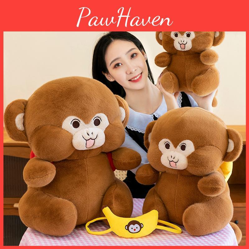 Backpack Monkey Cuddly Plush Toy Stuffed Animal Soft Materia Kids Gifts Doll