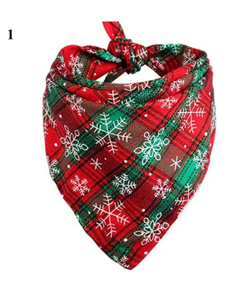 Dog Bandanas Large Pet Scarf Christmas Snow Print Dog Cotton Plaid WashableBow Ties Collar Cat Dog Scarf Large Dog Accessories