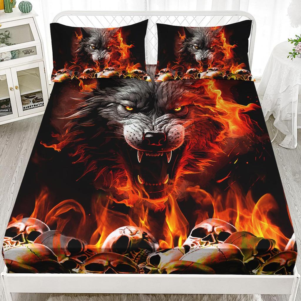 Forest Animal Pattern Mattress Three-Piece Digital Printing Mattress Bedding Set Adult Children